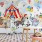 Circus Mural Wallpaper, Clown Wall Mural, Playroom Nursery Decor