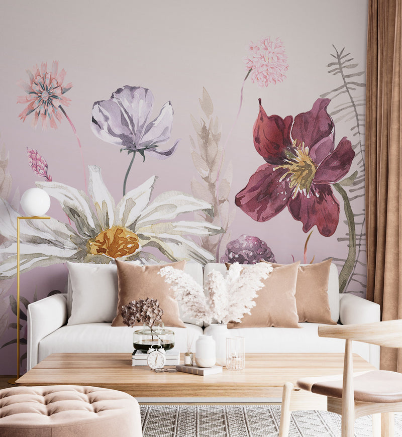 Flowers Wall Mural, Meadow Flowers Mural