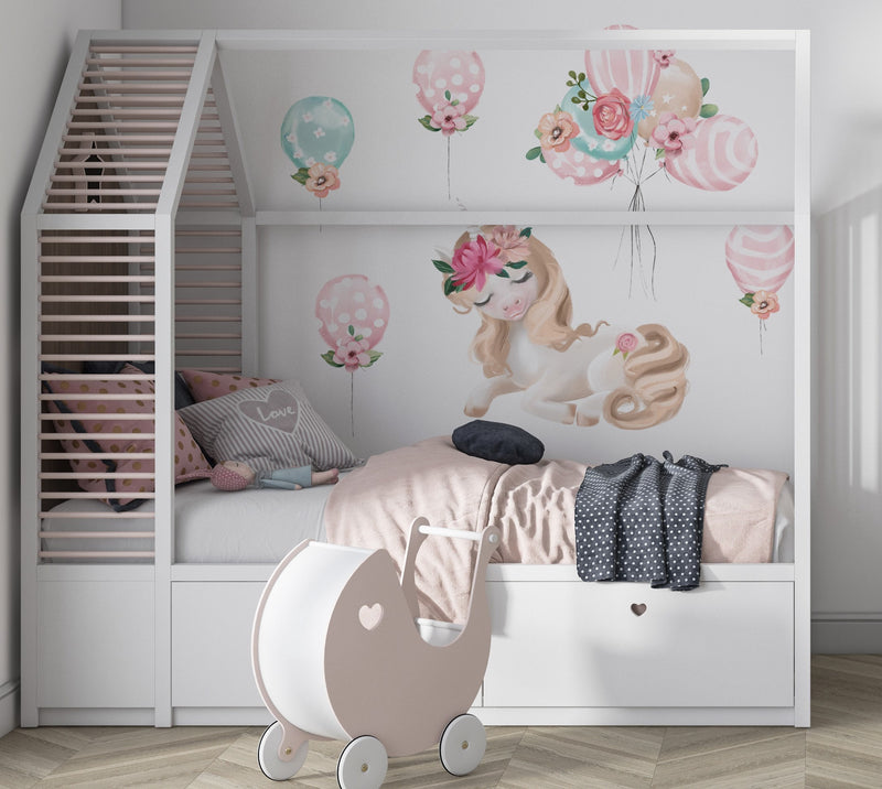 Unicorn and Balloons Wall Stickers