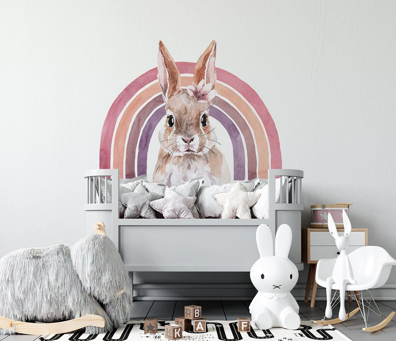 Large Bunny and Rainbow Wall Stickers