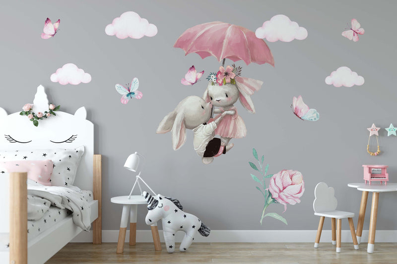 Bunny Rabbit Wall Stickers, Childrens Nursery Decals