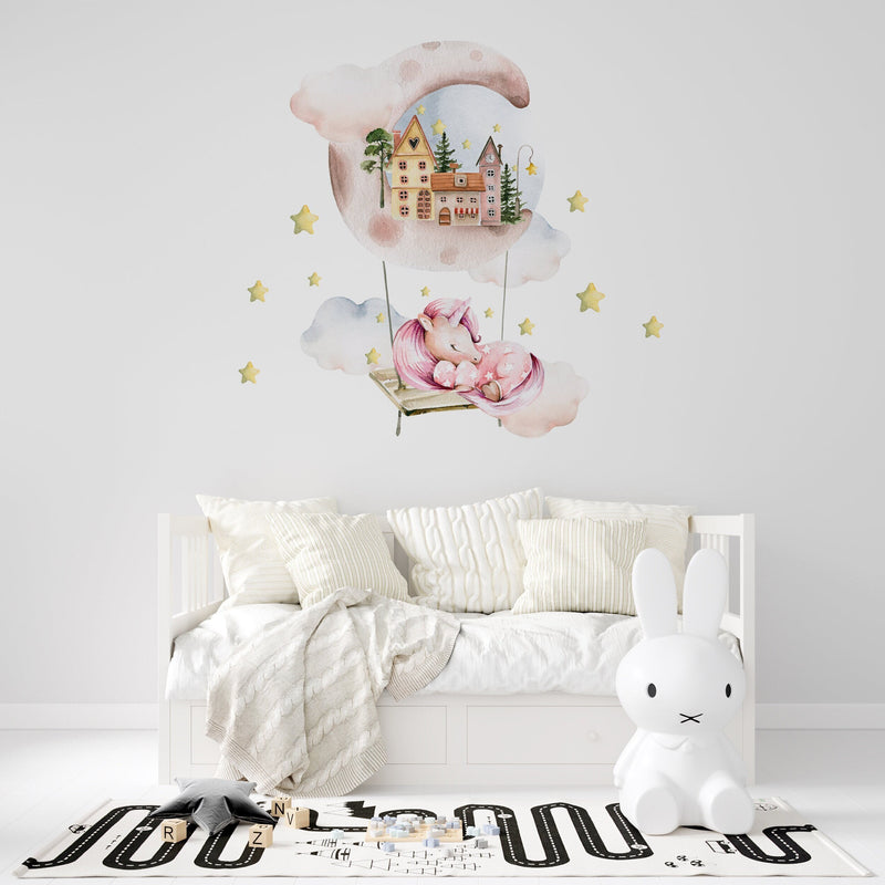 Unicorn and Clouds Wall Sticker