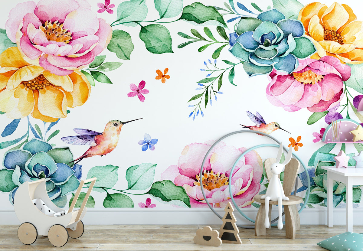 Vibrant Wall Mural, Wild Flowers Wallpaper – MiMA Interiors