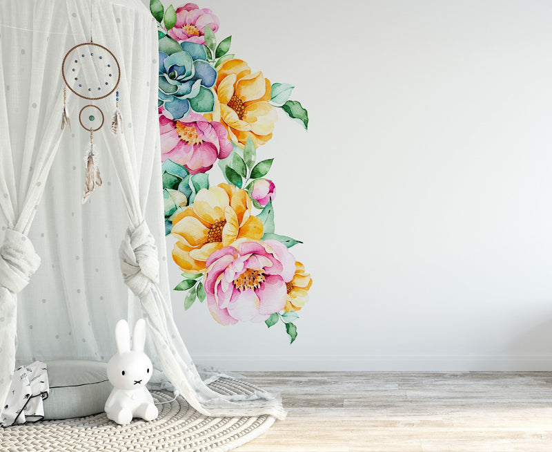 Flower Wall Stickers, Colourful Flowers Nursery Stickers