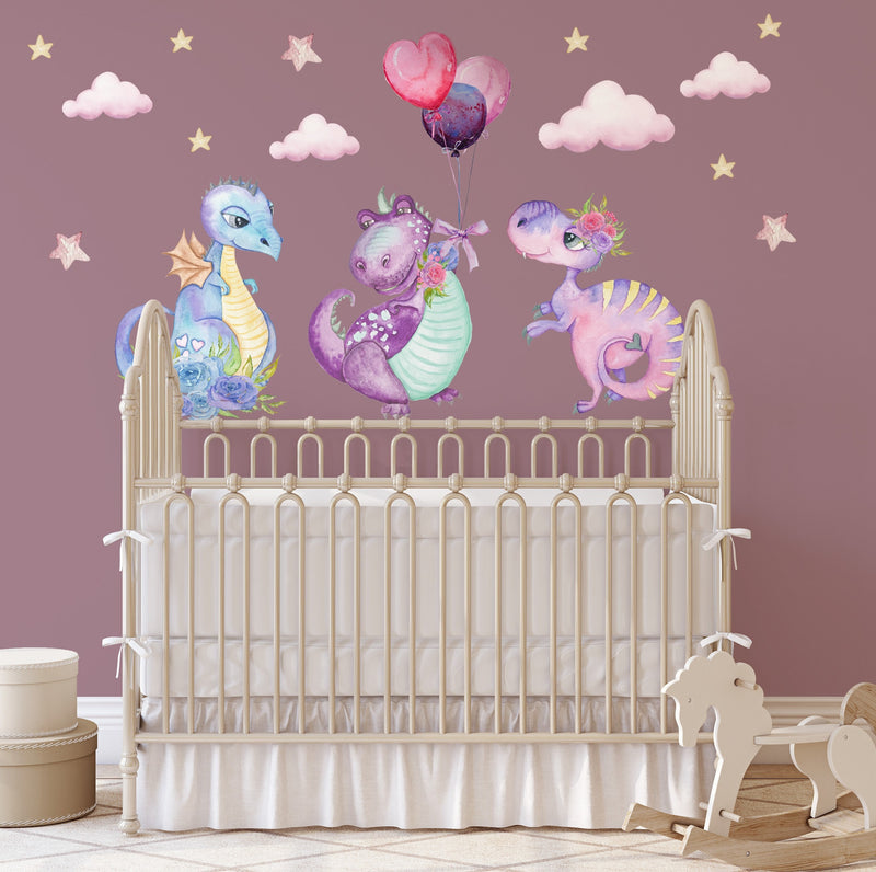 Pink Dinosaur Wall Stickers