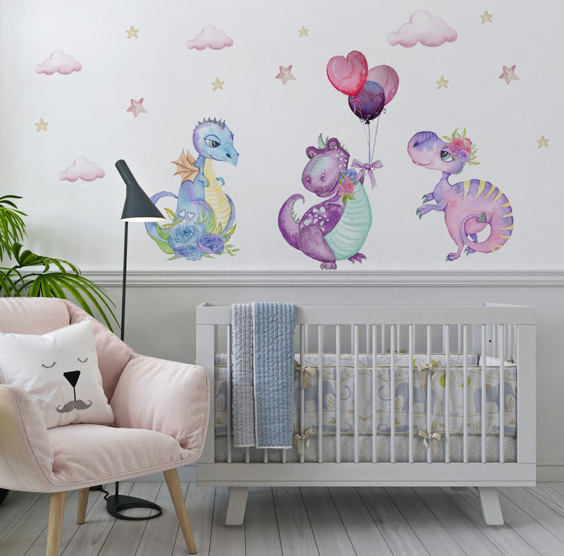 Pink Dinosaur Wall Stickers