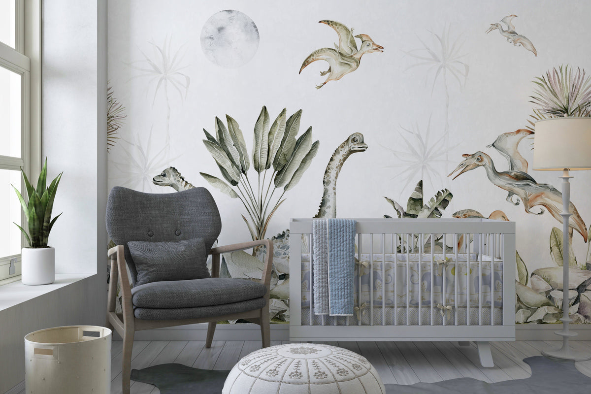 Dinosaur Wallpaper Wall, Nursery Wallpaper, Dino Nursery Decor – MiMA ...