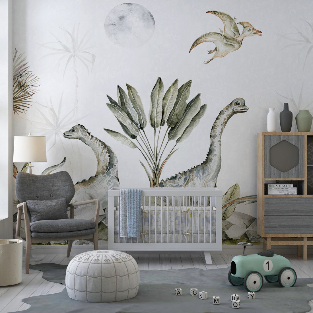 Dinosaur Wallpaper Wall, Nursery Wallpaper, Dino Nursery Decor – MiMA ...