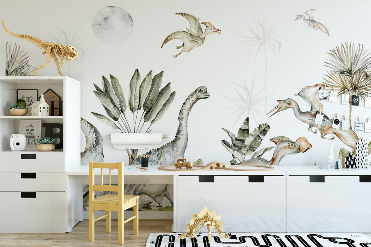 Dinosaur Wallpaper Wall, Nursery Wallpaper, Dino Nursery Decor – MiMA ...