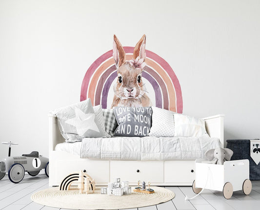 Large Bunny and Rainbow Wall Stickers