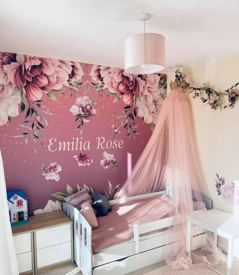 Flower Mural Wallpaper, Personalised Wallpaper