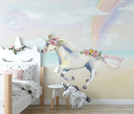 Unicorn and Rainbow Wall Mural