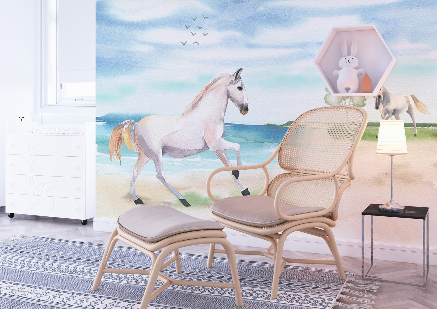 Horse Bedroom Wallpaper, White Horse Wallpaper