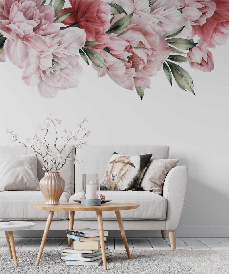 Peony Wallpaper, Roses Wall Mural, Flowers Wall Mural