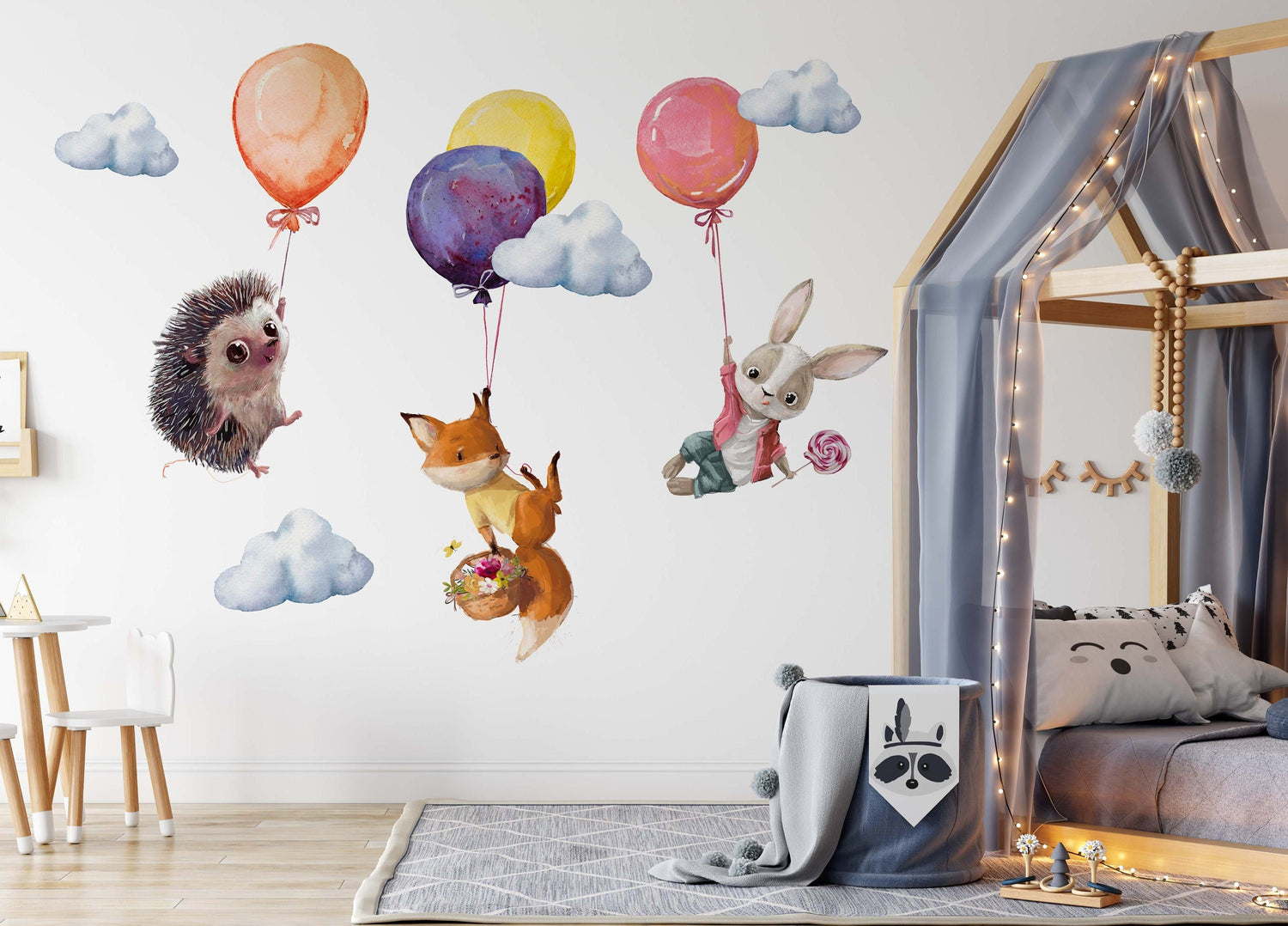 Animals Balloons Kids Wall Stickers, Childrens Wall Decor