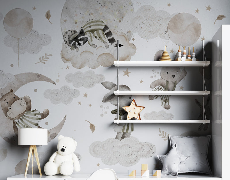 Unisex Nursery Wallpaper, Soft Wall Mural
