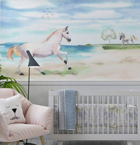 Horse Bedroom Wallpaper, White Horse Wallpaper