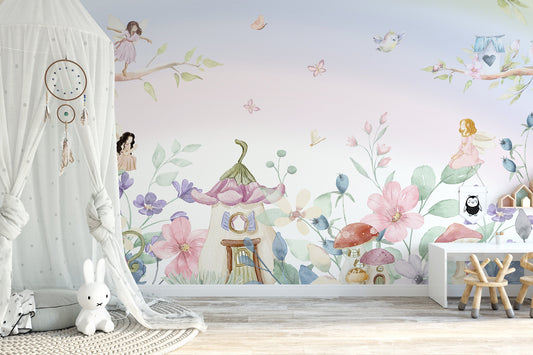 Fairy Mural Wallpaper, Nursery Wallpaper