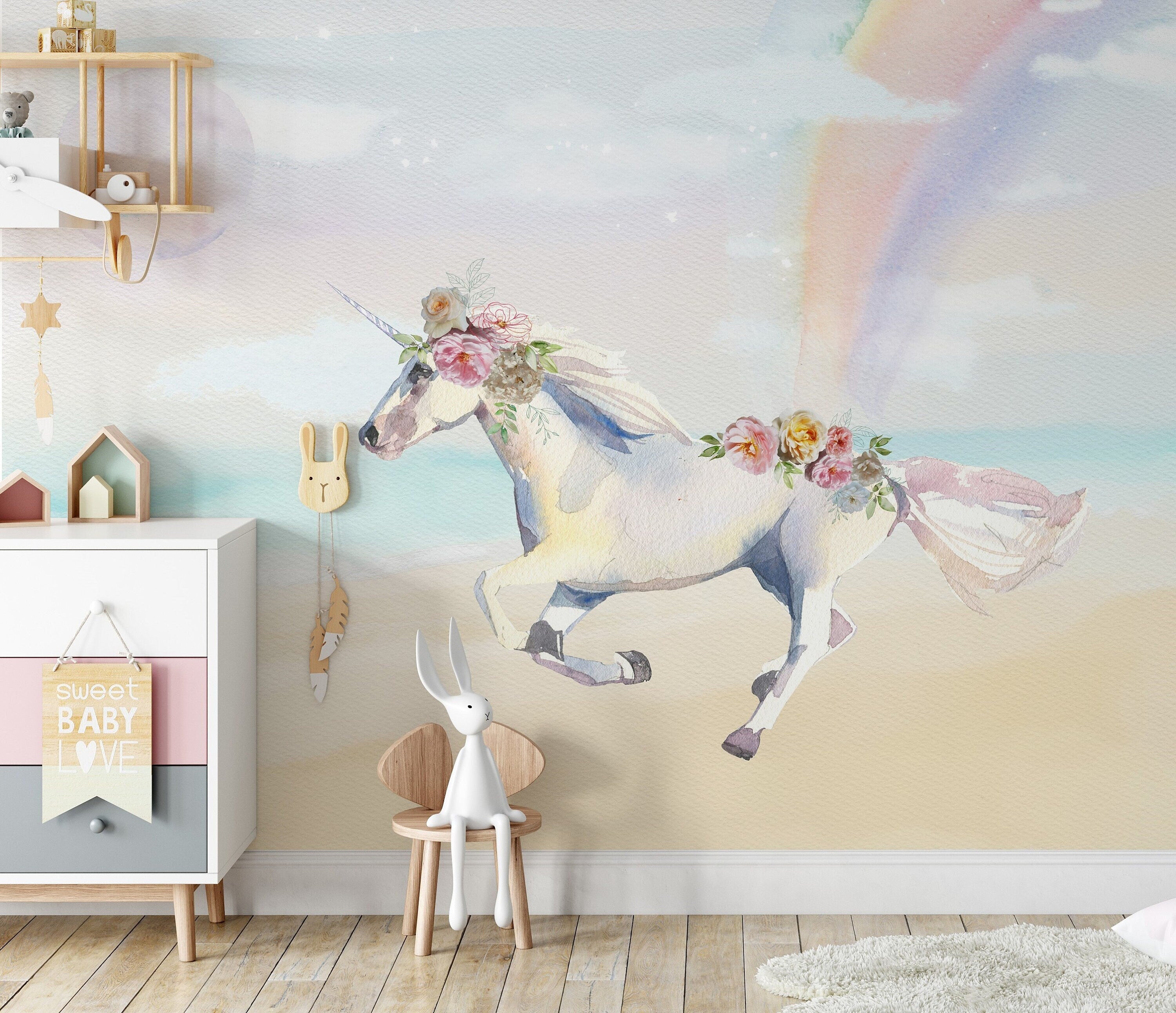 Unicorn and Rainbow Wall Mural – MiMA Interiors