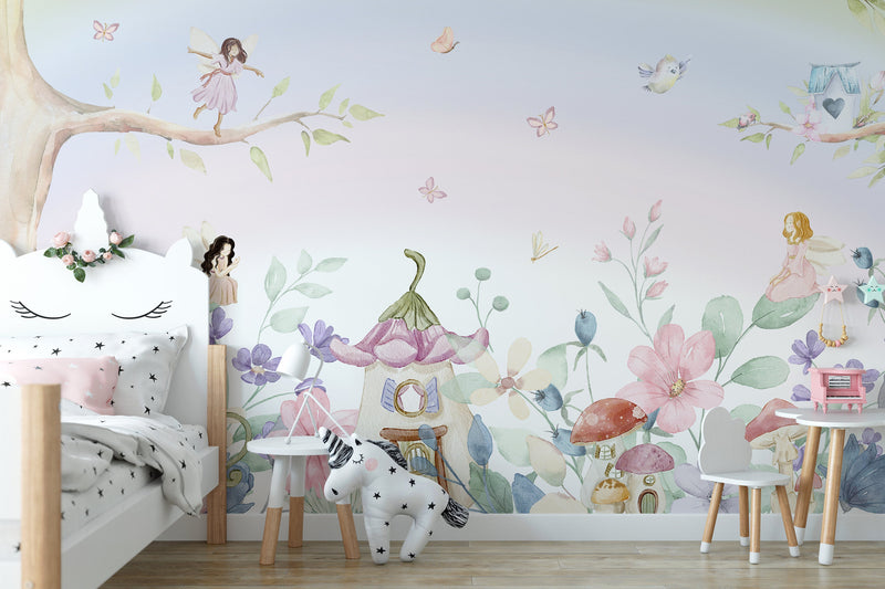 Fairy Mural Wallpaper, Nursery Wallpaper