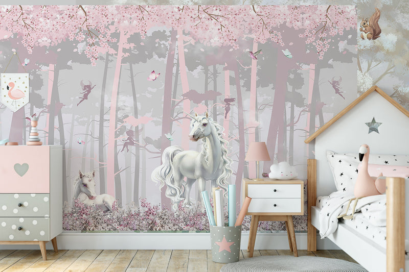 Girl's Unicorn Wallpaper, Magical Forest Mural