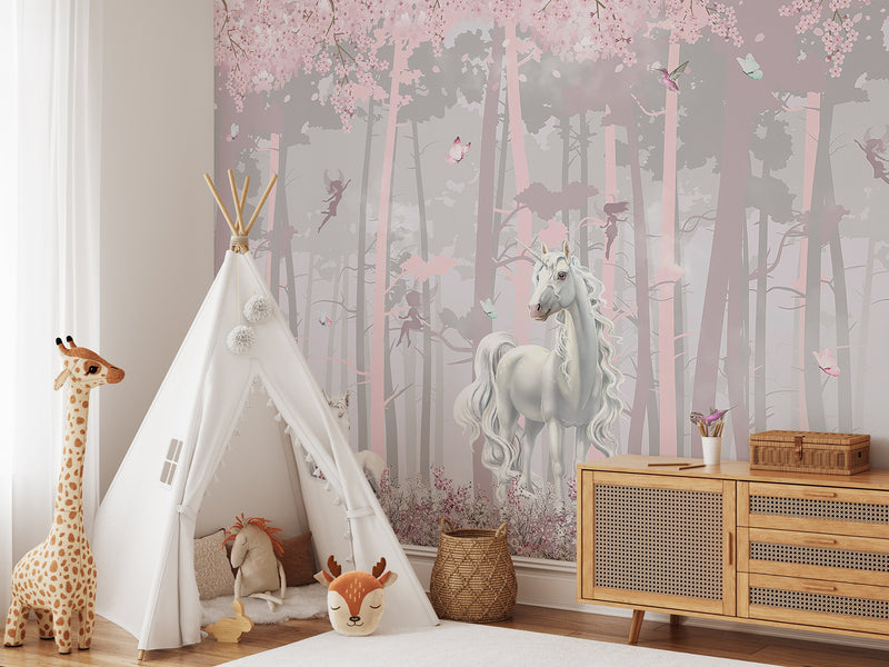 Girl's Unicorn Wallpaper, Magical Forest Mural